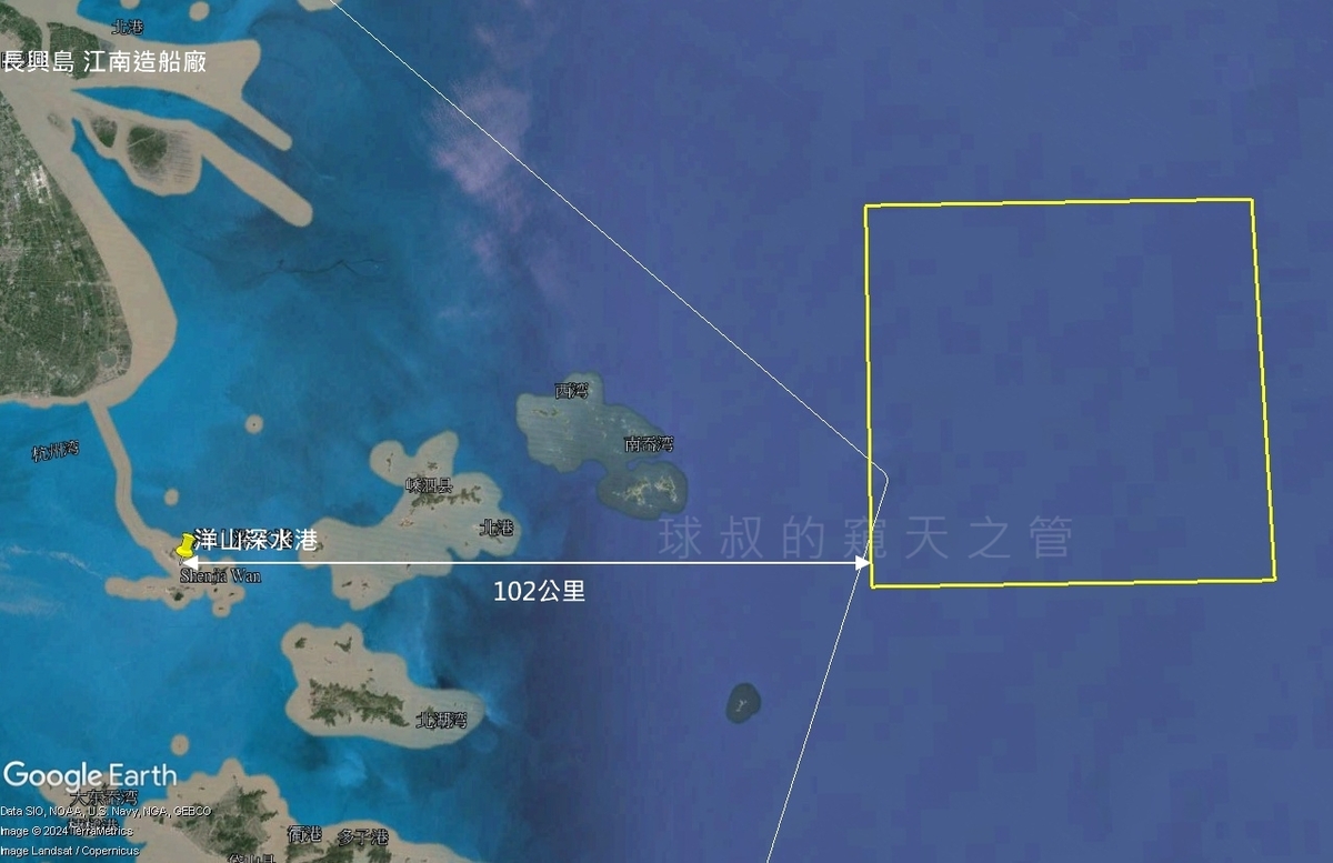 前海軍官校教官、軍事專家呂禮詩依中國發布航行警告，認為洋山深水港以東102公里的4點連線區域，是福建艦可能的海試區域。 圖：翻攝「臉書」呂禮詩