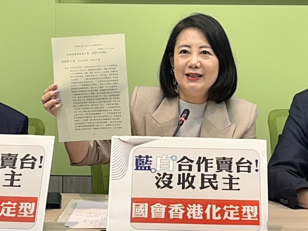 面對藍白多數輾壓法案行徑，民進黨團幹事長吳思瑤感慨國會正邁向香港化。 圖：金大鈞/攝