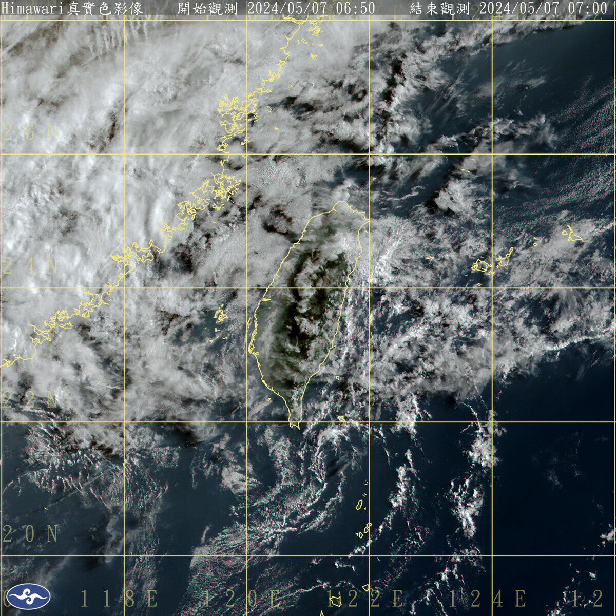 今天西半部天氣大都是多雲到晴，午後山區有局部短暫雷陣雨；而東半部仍有局部短暫陣雨，並有較大雨勢發生。 圖：中央氣象署／提供
