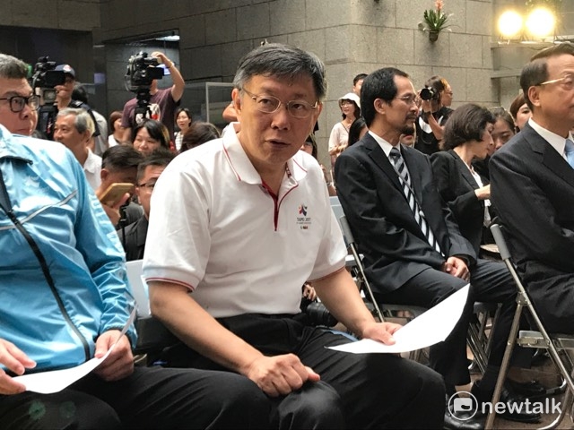 台北市長柯文哲今日參加世大運與台灣高鐵合作記者會。 圖 : 周煊惠／攝