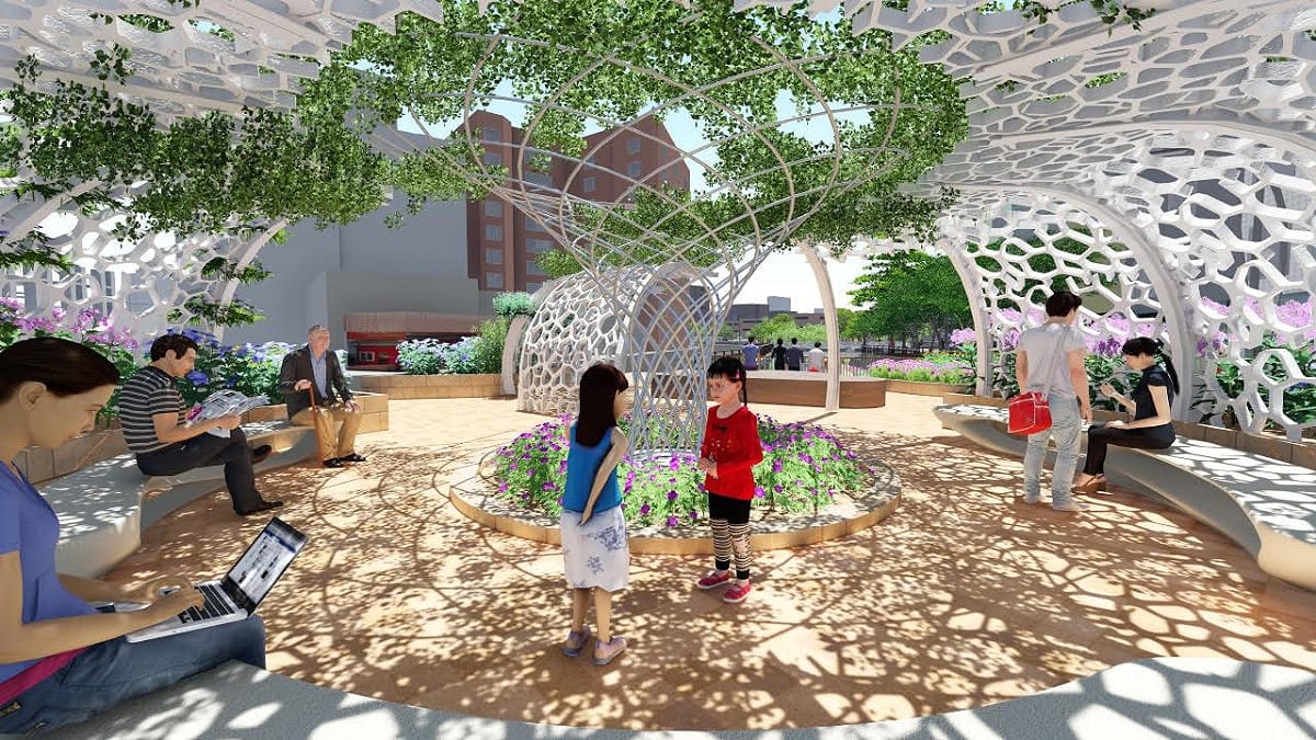 台中市正推動葫蘆墩圳掀蓋計畫，長達1.2公里掀的蓋工程，7月底將動土，趕在2018台中花博前完工。兼具防洪治水和親水的葫蘆墩圳3D設計圖 圖:台中市府提供