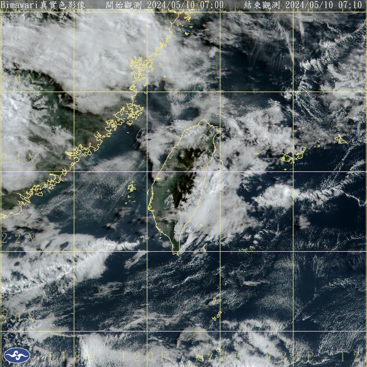 今天全台各地包括澎湖、金門、馬祖大都是多雲到晴，只有東部與東南部地區有零星短暫陣雨，午後山區有局部短暫雷陣雨。 圖：中央氣象署／提供