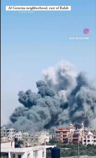 巴勒斯坦媒體報導，以軍在當地時間9日下午，對拉法市al-Jneineh街區發動空襲，目前已知造成2人死亡。 圖：翻攝自Dr. Anastasia Maria Loupis推特