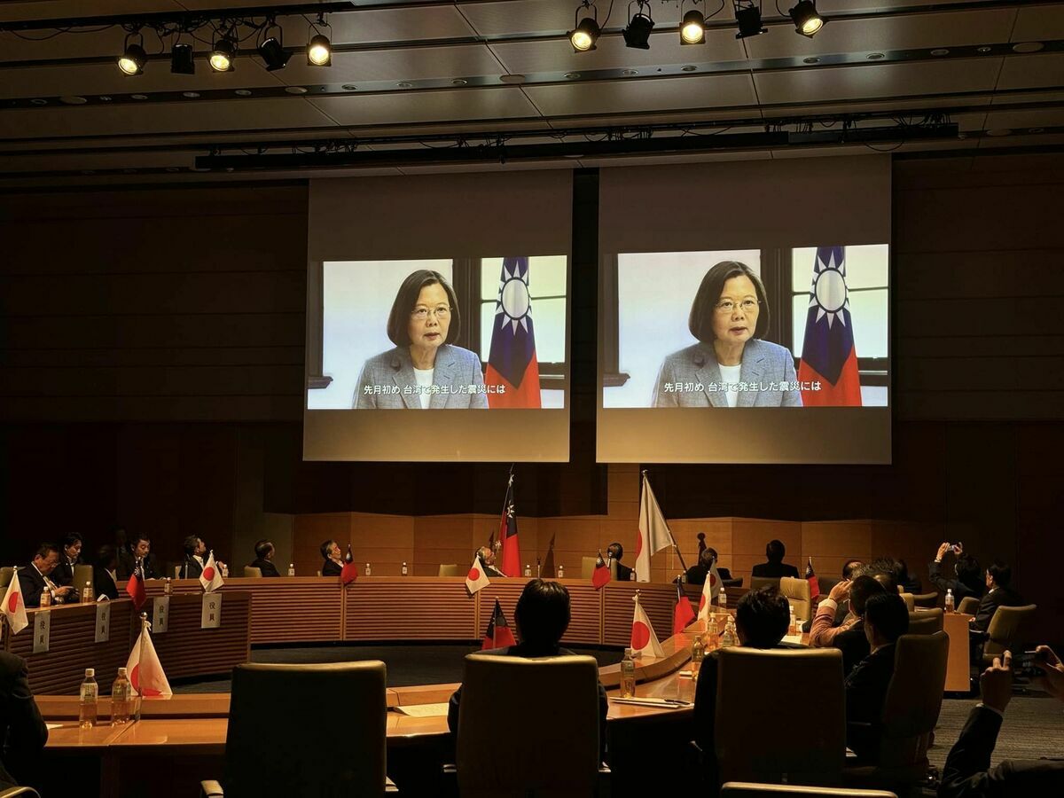 總統蔡英文也以預錄影片方式向日華議員懇談會致詞 圖：翻攝自古屋圭司臉書