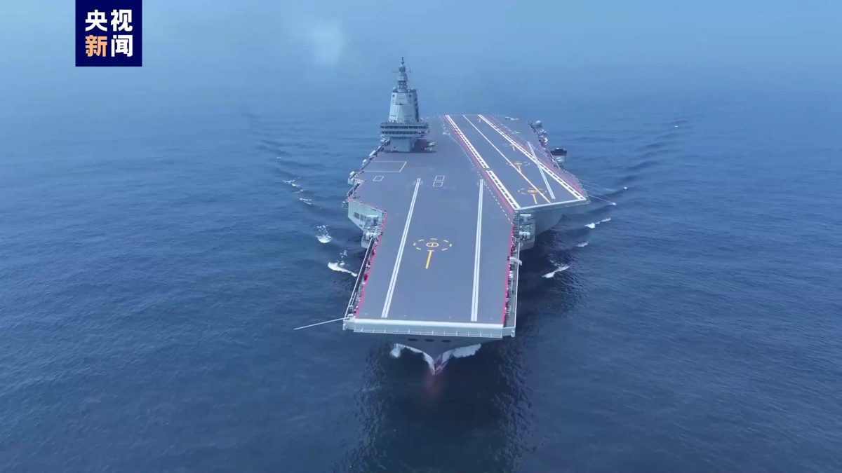 央視主動公布福建艦高畫質影片。 圖 : 翻攝自影片