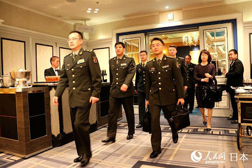 日本與中國校級軍官訪問交流活動。圖為新冠疫情前中國軍官訪問日本時照片。 圖：翻攝人民網