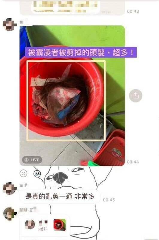 受害者姊姊揭露妹妹被霸凌者剪下來的頭髮。 圖：翻攝黃瓊慧臉書