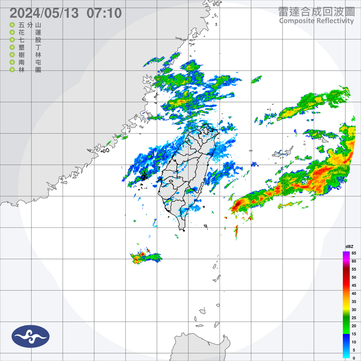 今天將是新的一週水氣最多的時間，各地有局部短暫陣雨或雷雨。 圖：中央氣象署／提供