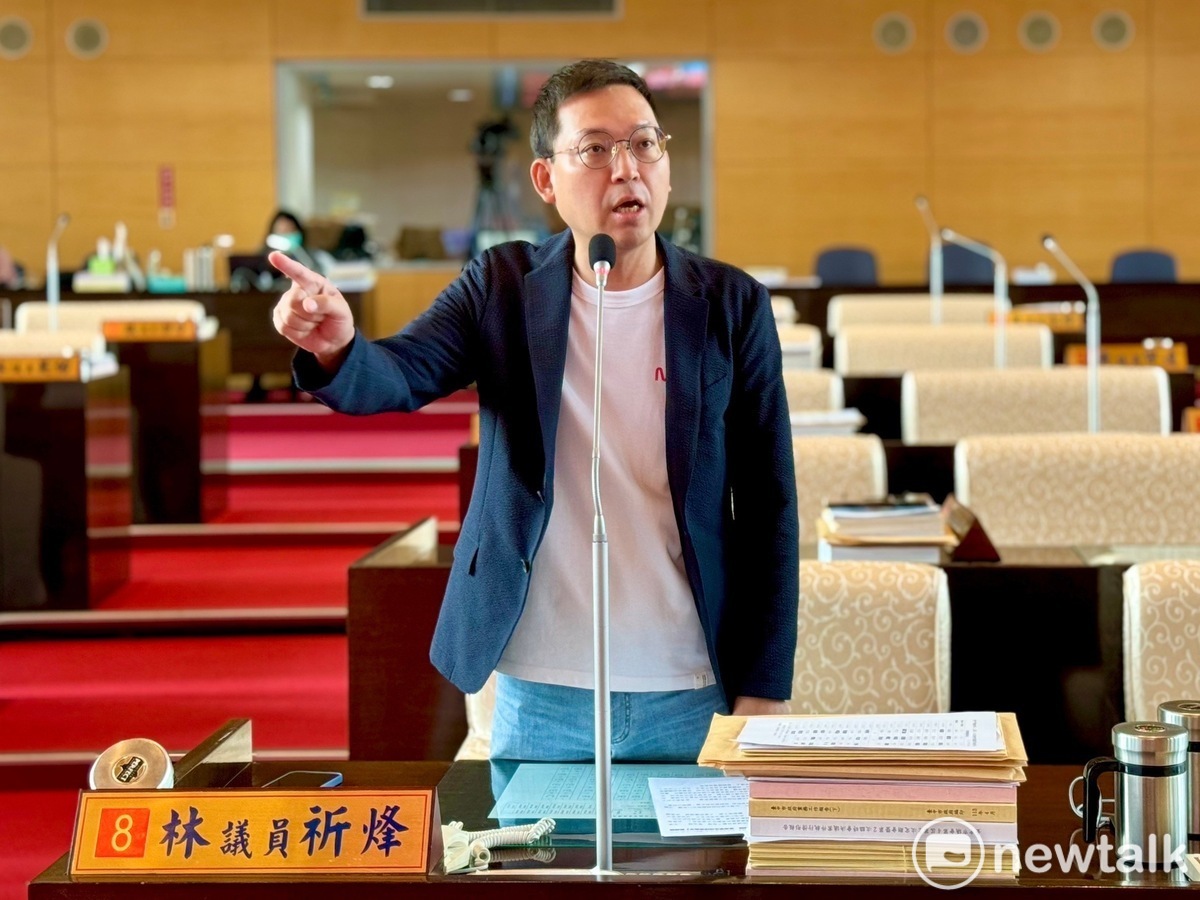 台中市議員林祈烽針對市警局接二連三發生重大風紀問題提出質詢。 圖：唐復年/攝