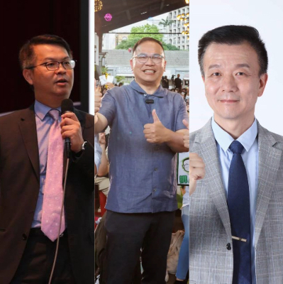 針對被國台辦制裁一事，黃世聰（左一）、王義川（左二）、于北辰（左三）都有最新回應。 圖：翻攝自臉書