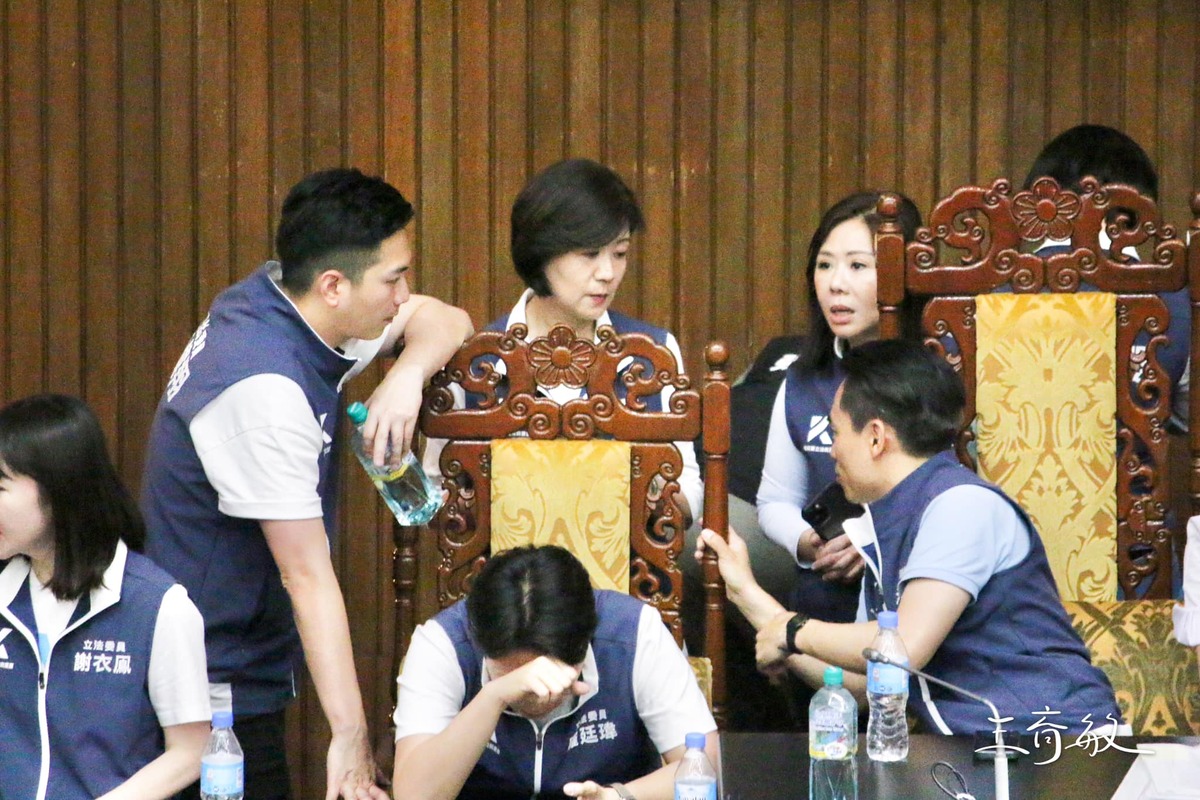 國民黨團立委以人數優勢搶到議場主席台。 圖：擷取自王育敏臉書
