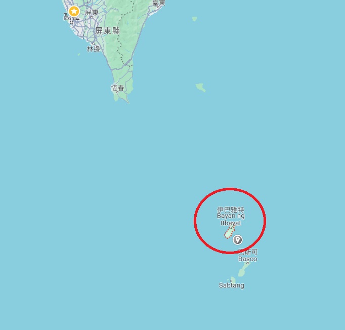 菲律賓的伊巴亞特島距離台灣不到200公里 圖：翻攝自Google Map