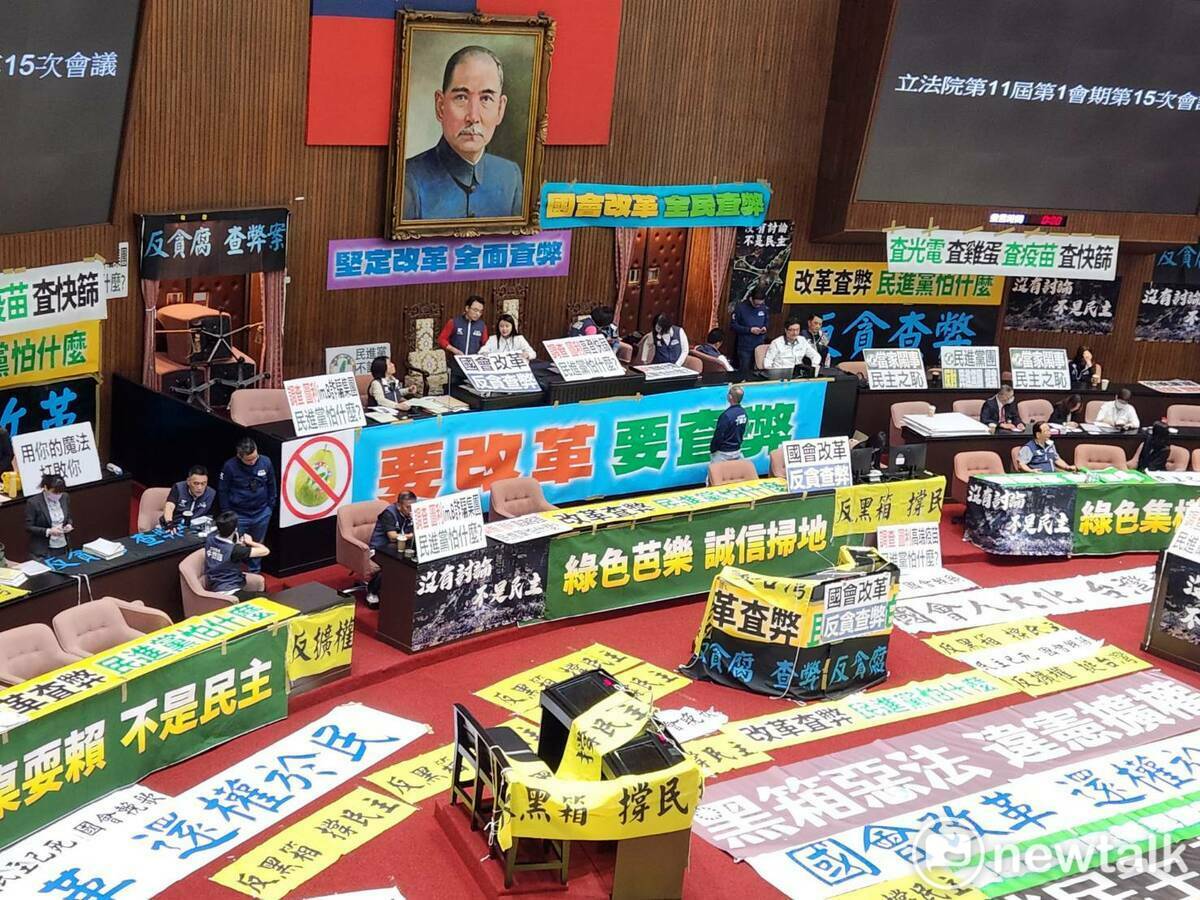 立法院會就國會改革法案第四度進行表決，現場氛圍已相當平和。 圖：黃建豪/攝