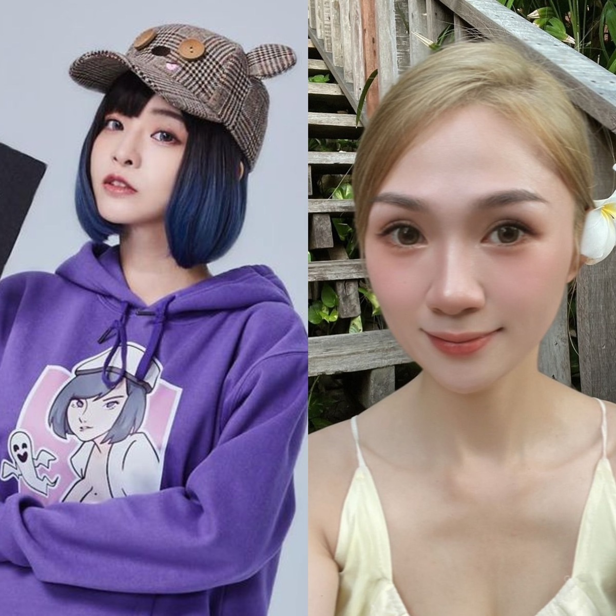 郭鬼鬼（左）先前被馮語婷爆出未婚生女，兩人在網路上隔空交戰。 圖：翻攝自郭鬼鬼、馮語婷IG