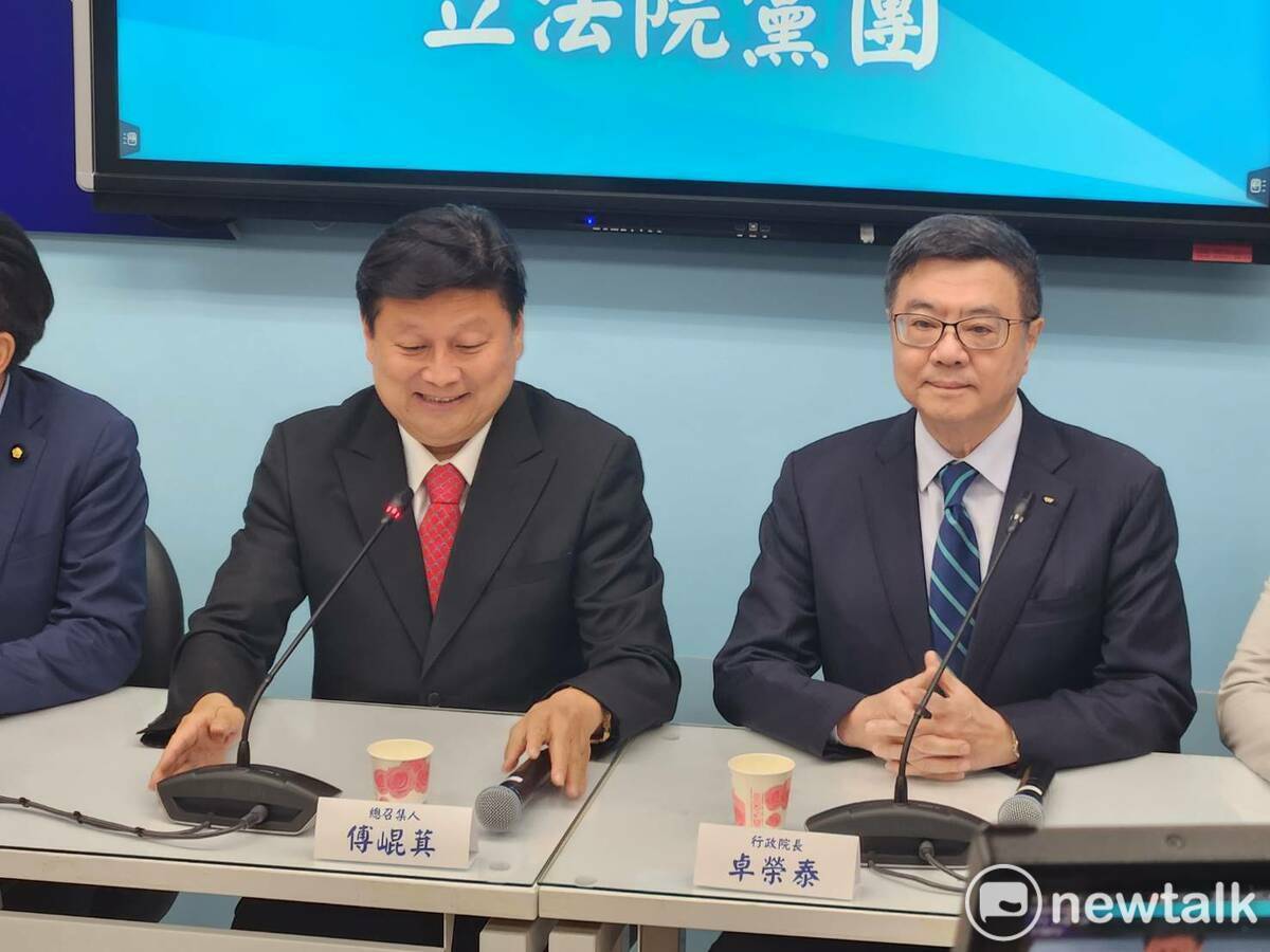 行政院長卓榮泰與國民黨團傅崐萁。 圖：黃建豪/攝