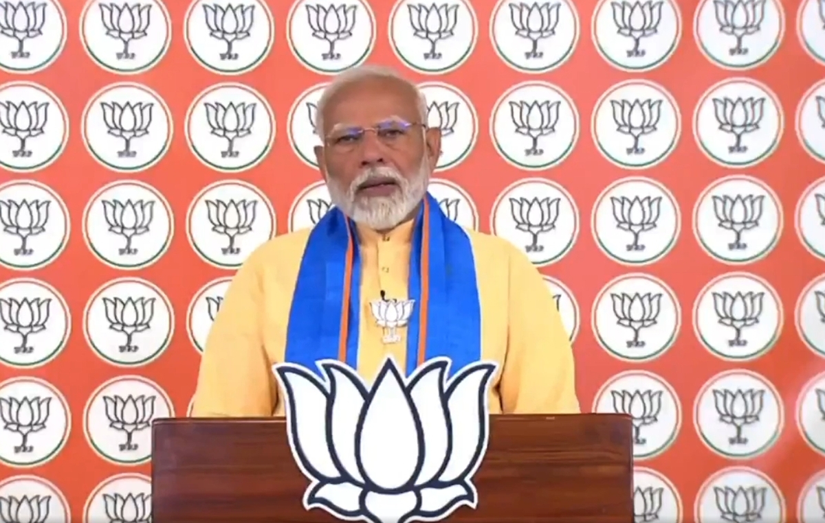 莫迪很可能再次出任印度總理。 圖/截取自Narendra Modi臉書粉專直播影片