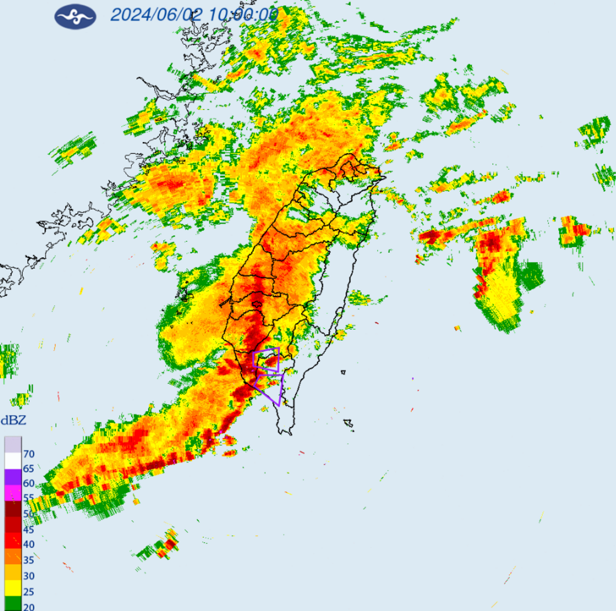 氣象署在稍早針對「高雄市、屏東縣」發布大雷雨即時訊息。 圖：翻攝自中央氣象署官網