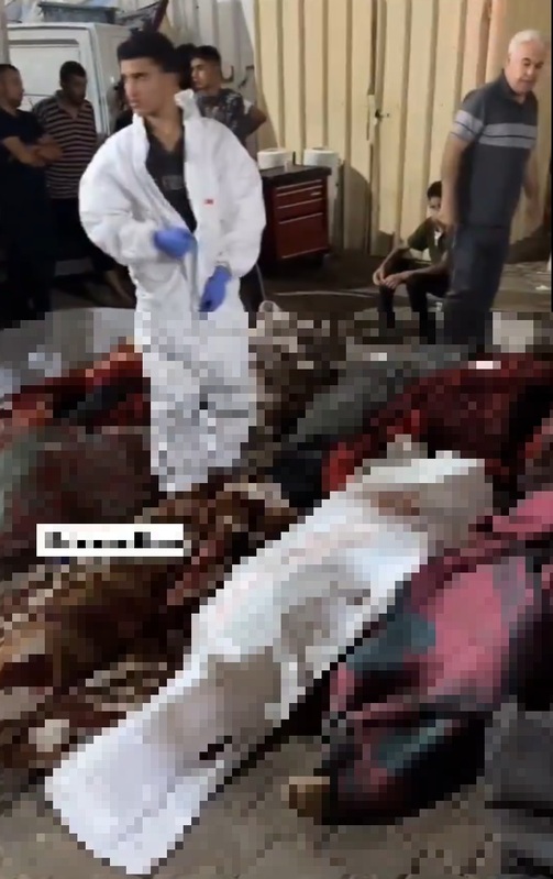 以軍今日轟炸了加薩地帶中部努賽賴特難民營一所學校，造成至少 30 人死亡。 圖：翻攝自 Nour Naim X（前推特）帳號