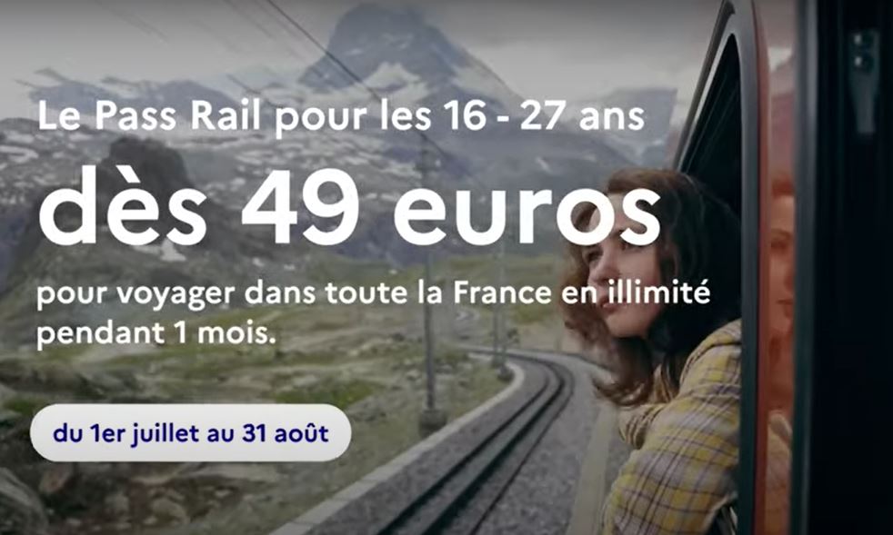 法國政府5日就推出針對16至27歲年輕人的鐵路通票（Pass Rail）。 圖：翻攝Ministères Écologie Territoires YouTube