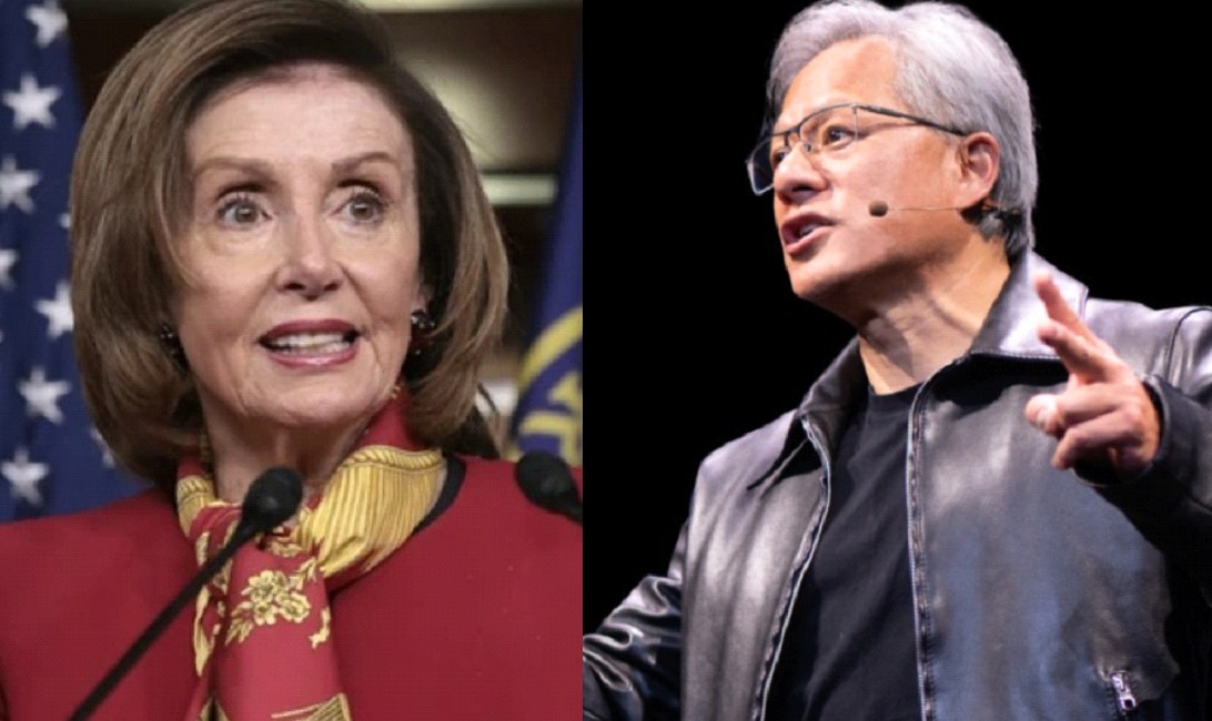 美國前眾院議長裴洛西（左）及輝達執行長黃仁勳（右）。 圖：新頭殼合成