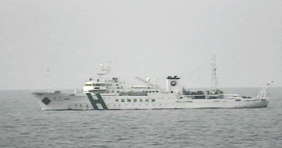 日本海上保安廳第八管區海上保安本部通報，南韓國立海洋調查院的「HAEYANG 2000」海洋研究船，在未經日本政府許可下，侵入島根縣竹島(南韓稱獨島，由南韓實際控制)以南約69公里的日本專屬經濟水域(EEZ)。 圖：翻攝「X」@fond_aime