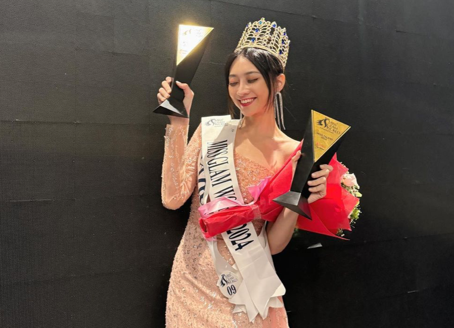 高曼容近期前往印度參加「Miss Glam World」世界選美比賽，昨(10)日分享她順利摘下后冠並得到Miss Talent才藝小姐第1名。 圖：翻攝自高曼容IG