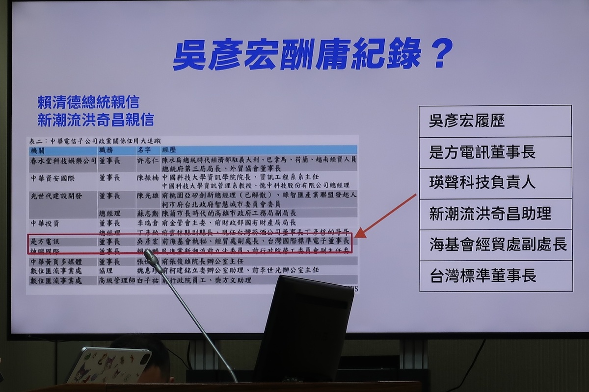 徐巧芯稱吳彥宏與民進黨關係密切 圖：林朝億/攝