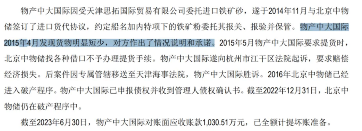 物產中大 2023 年報 圖：翻攝自 騰訊網