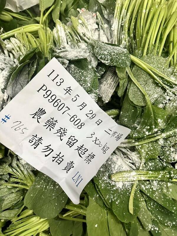 市場處指出，在5月份的抽檢中，油菜、青江白菜和芥藍菜分別有4078公斤、1760公斤和619公斤被銷毀。 圖：台北市場處／提供