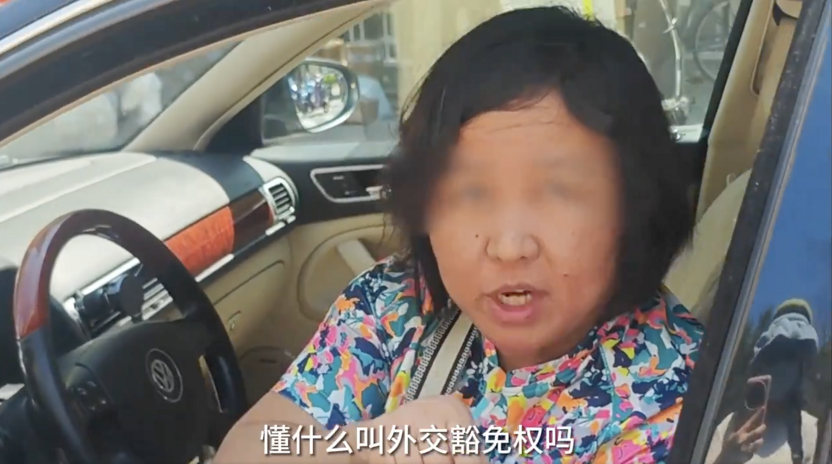 違停路中央的女子，在車內叫囂 圖：翻攝自 Ｘ（前推特）@whyyoutouzhele
