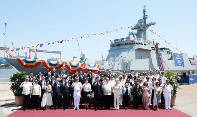 菲律賓海軍最新HDC-3100型巡防艦「米格爾·馬爾瓦爾號(FF-06)」18日在南韓蔚山舉行下水儀式。 圖：Hyundai Heavy Industries提供