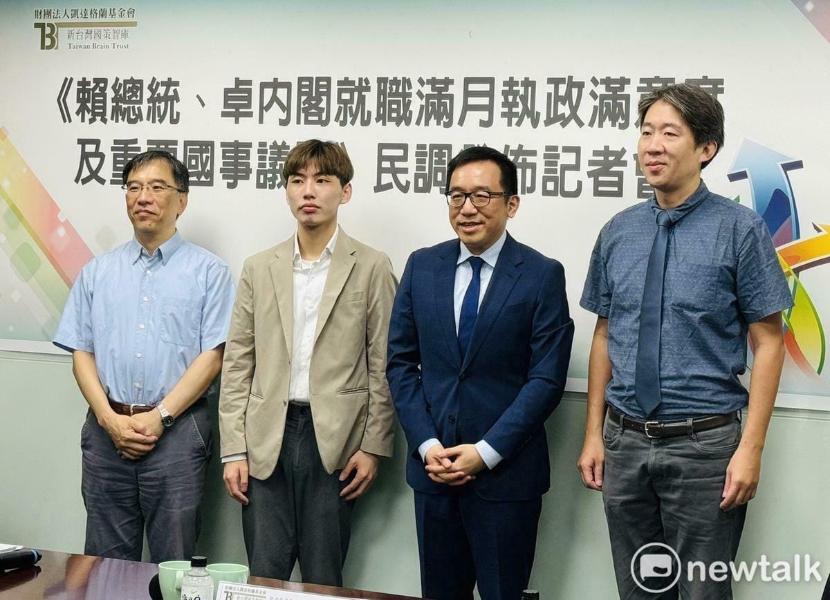 《新台灣國策智庫》今（20）天上午舉行民調發佈記者會，由凱達格蘭基金會執行長陳致中主持，並由民調專家王子元先生及台師大公民教育與活動領導學系曾冠球教授、真理大學人文與資訊學系陳俐甫教授評論。 圖：謝莉慧/攝