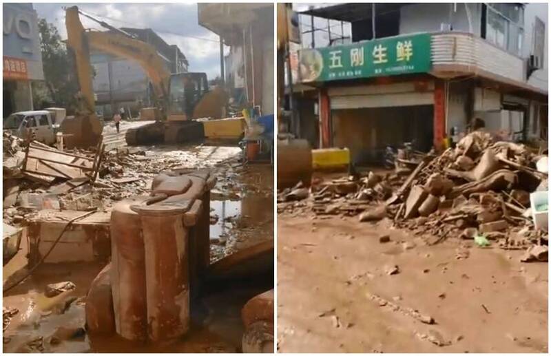 中國南方多地近日降暴雨釀災，重災區福建武平縣有災民拍片怒控，央視到現場拍完照後，救災工作就停擺了。（圖翻攝自李老師不是你老師X平台） 圖：翻攝李老師不是你老師X（前推特）