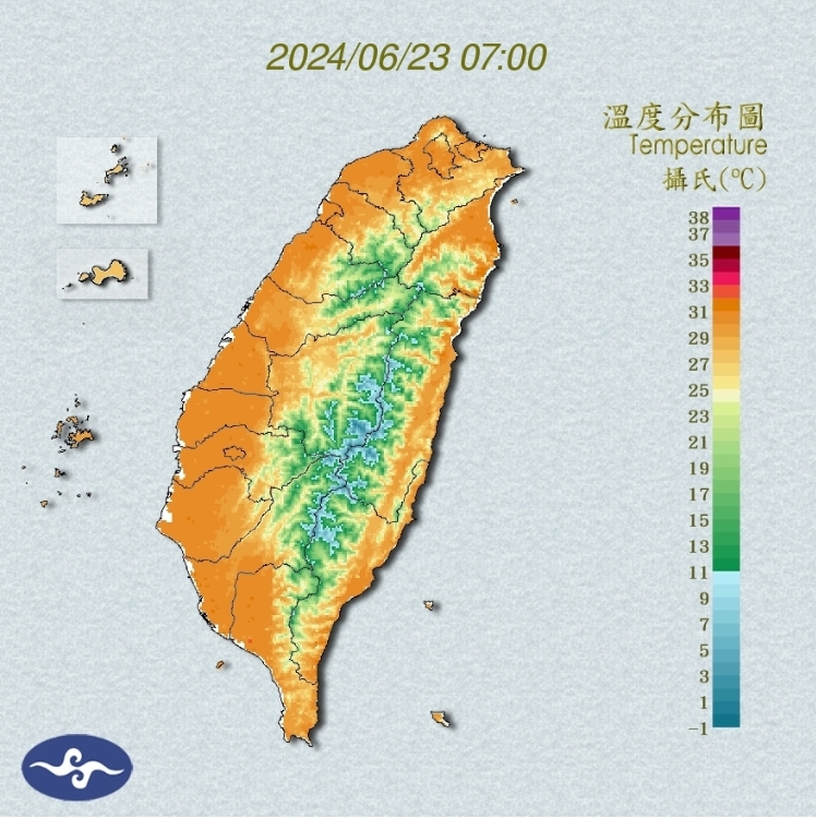 今16縣市高溫警戒，外出活動務必做好防曬並多補充水分。 圖/中央氣象署