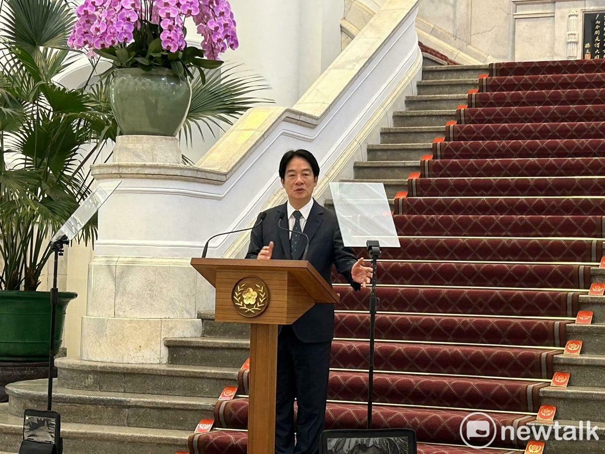 總統賴清德首度發表敞廳談話，並接受媒體提問。 圖：黃宣尹攝