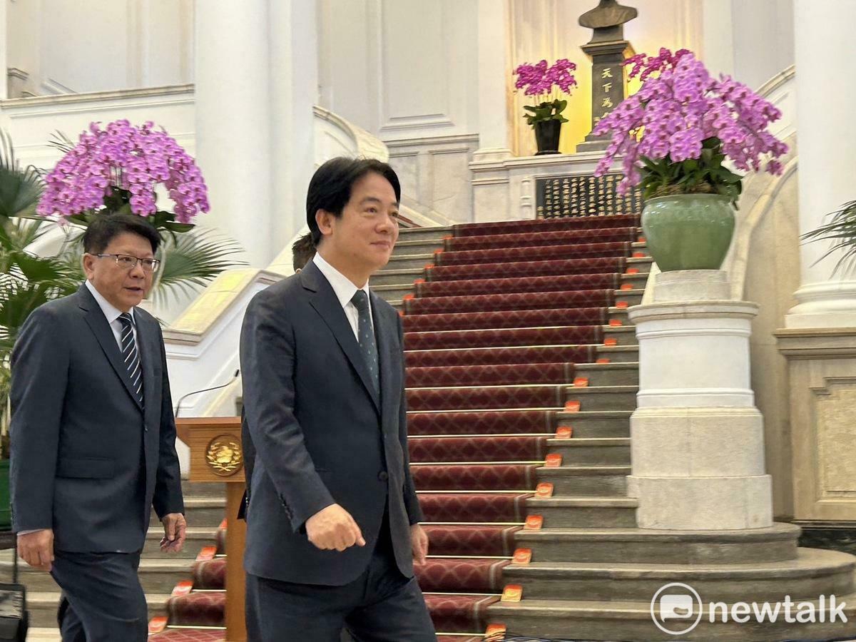 賴清德發表上任後的首次敞廳談話，並接受媒體提問。 圖：黃宣尹攝