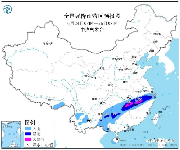 中國中央氣象局發布強降雨預報，呼籲中國南方部分地區的居民留意。 圖：翻攝自 騰訊網