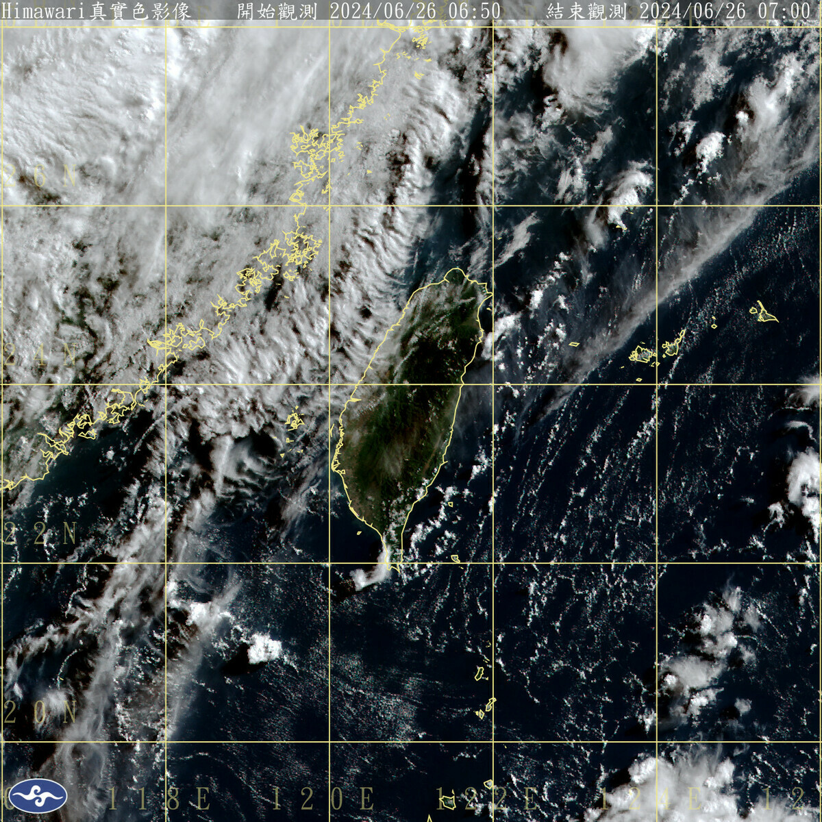 受太平洋高壓影響，今天各地持續高溫炎熱，尤其是高屏內陸會更熱一些，普遍都在攝氏36度高溫，局部地區更可能達到38度以上。 圖：中央氣象署／提供