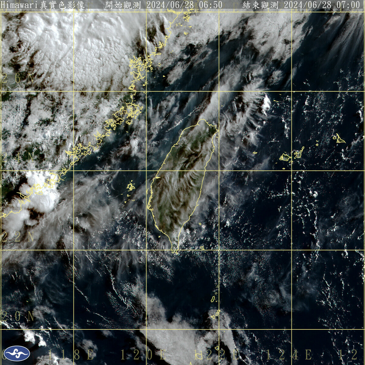 由於太平洋高壓稍減弱，午後雷陣雨範圍擴大，今天中部以北、東半部地區要留意有局部大雨發生。 圖：中央氣象署／提供