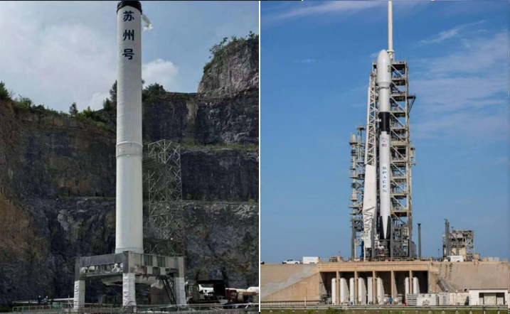 中國號稱天龍三號對標 SpaceX 設計的獵鷹九號。 圖：翻攝自史為鏡 X（前推特）帳號