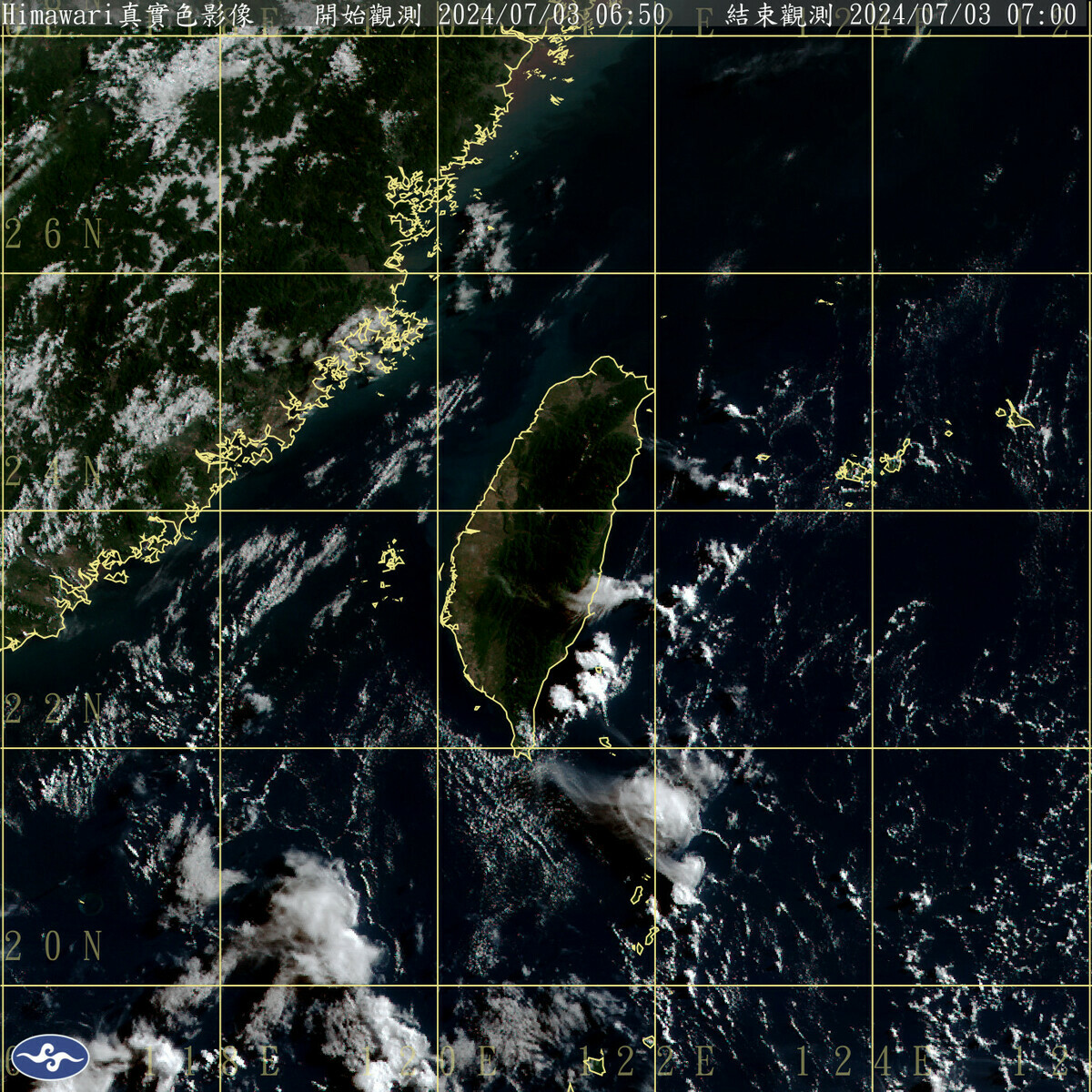 太平洋高壓在日本南方海面疑似滯留，今天全台各地包括澎湖、金門、馬祖，大都是晴到多雲且高溫炎熱，中南部須留意攝氏37、38度以上高溫。 圖：中央氣象署／提供