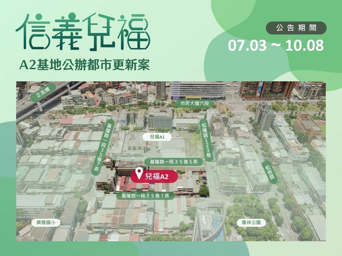 信義兒福A2今（3）日起公告招商。 圖：國家住都中心提供