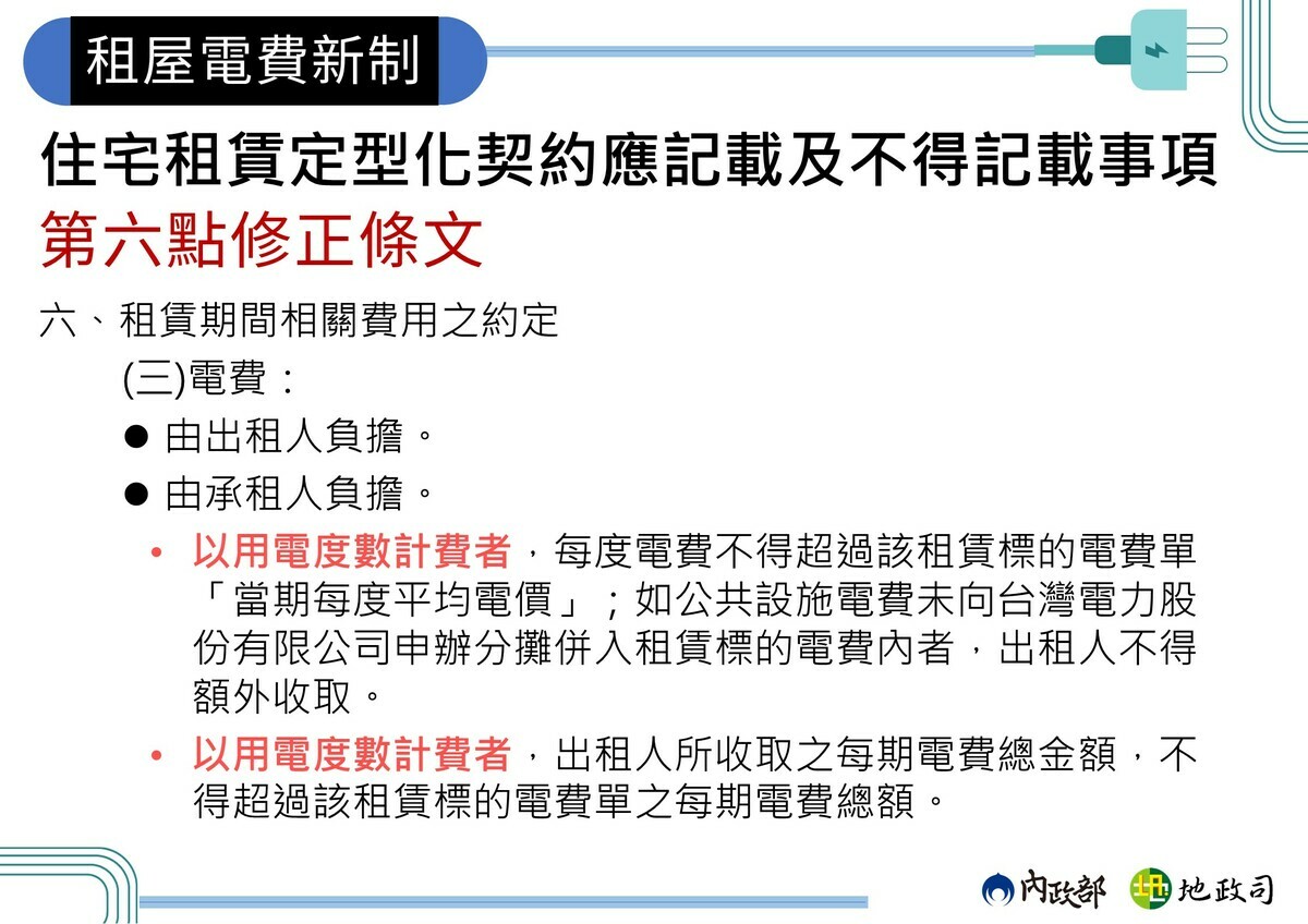 住宅租賃定型化契約應記載及不得記載事項第六條修正條文。 圖：內政部提供