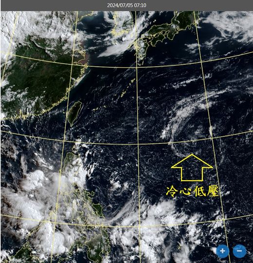 前中央氣象局長鄭明典表示，「冷心低壓接近中！」，預期星期日接近台灣上空，經驗上會加強台灣的午後對流。 圖：翻攝自鄭明典臉書