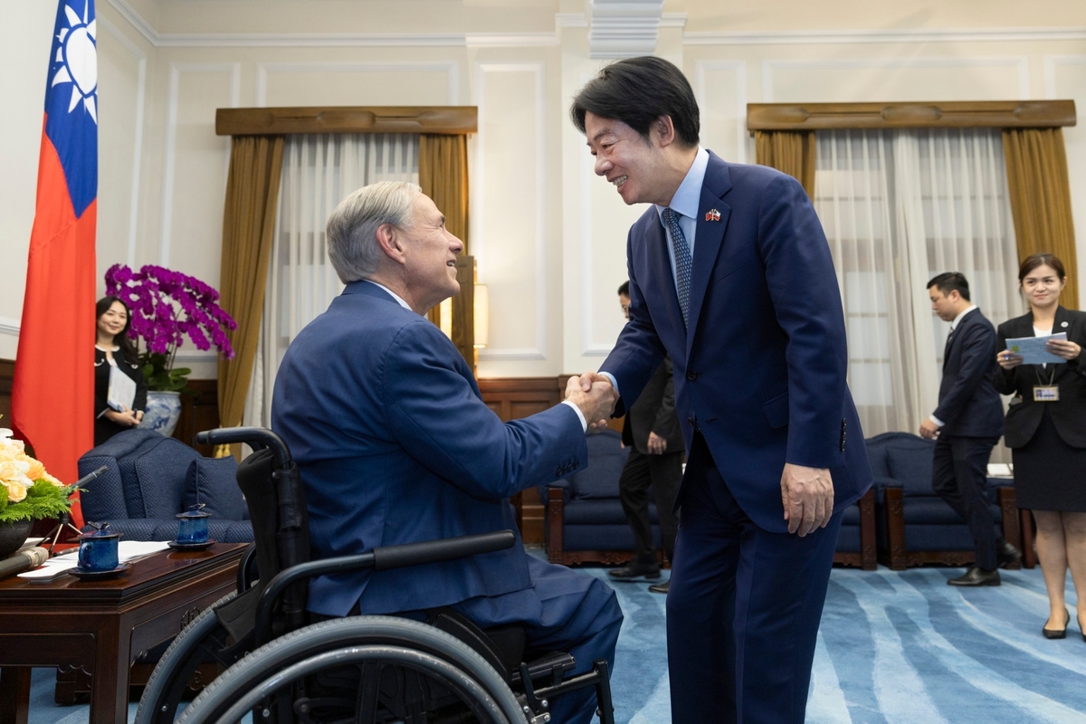 總統賴清德接見美國德州州長艾伯特（Greg Abbott）經貿訪問團。 圖：總統府提供
