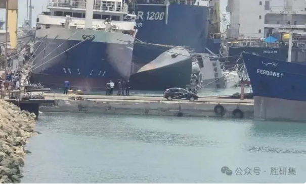 伊朗海軍護衛艦 IRIS Sahand（F-74） 突然在阿巴斯港沉沒。 圖 : 翻攝自勝研集