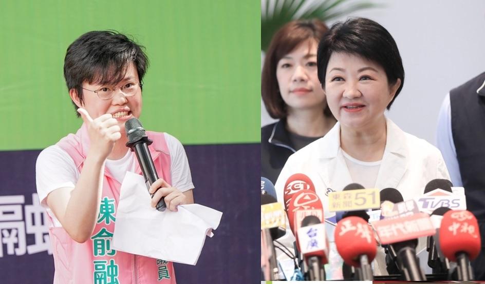 民進黨市議員陳俞融指出，盧秀燕此次出訪沒有計畫去紐約、華府，但卻又跟之前出訪新加坡一樣故佈疑陣，營造神秘感讓外界猜測，根本是「自抬身價」、「打腫臉充胖子」。 圖：新頭殼合成