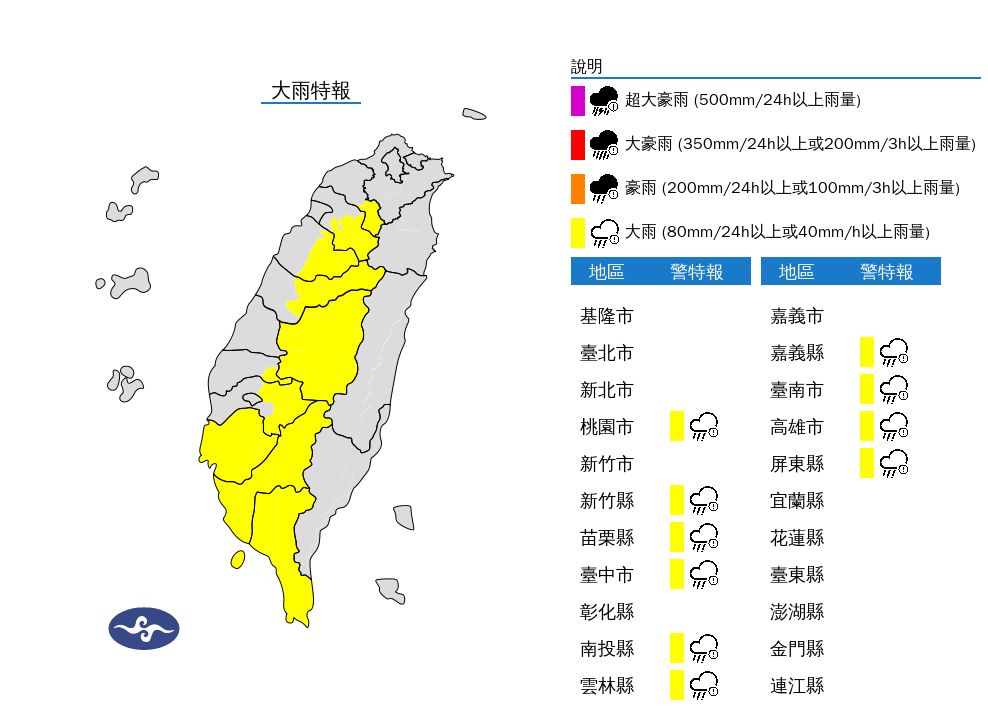 氣象署表示，對流雲系發展旺盛，易有短延時強降雨。 圖：翻攝自中央氣象署官網