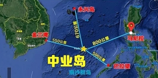 中業島的地理位置在南海的中央，甚具戰略價值。 圖 : 翻攝自單手搓核彈