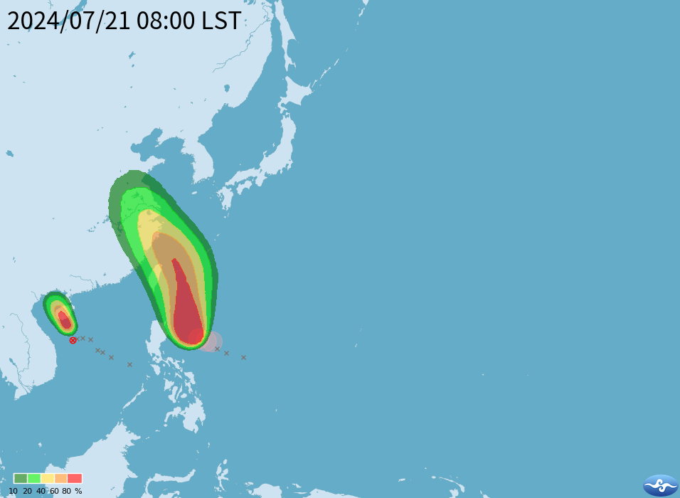 受颱風凱米外圍環流影響，台東往返蘭嶼、綠島23日及24日所有航班取消。 圖片來源/氣象署